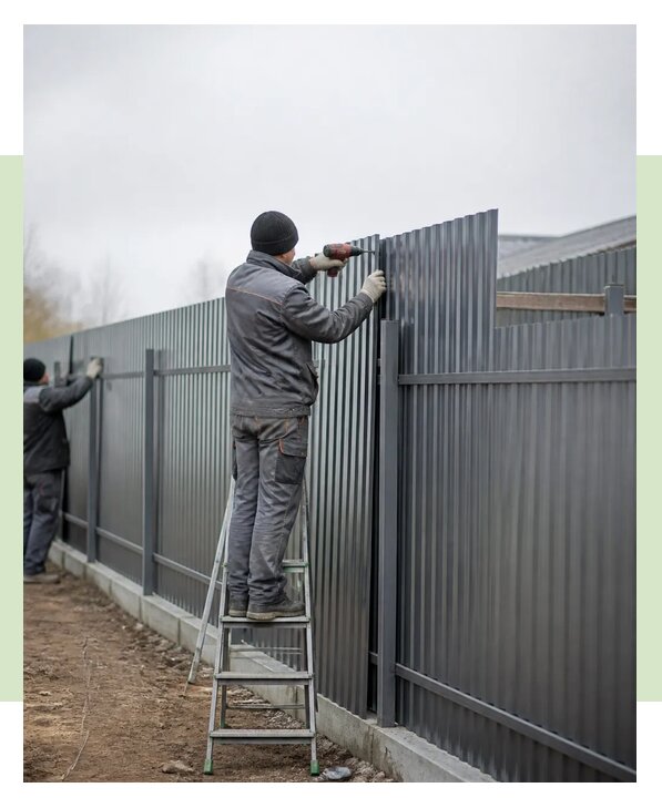 Профессиональный монтаж профлиста на забор в Россоши